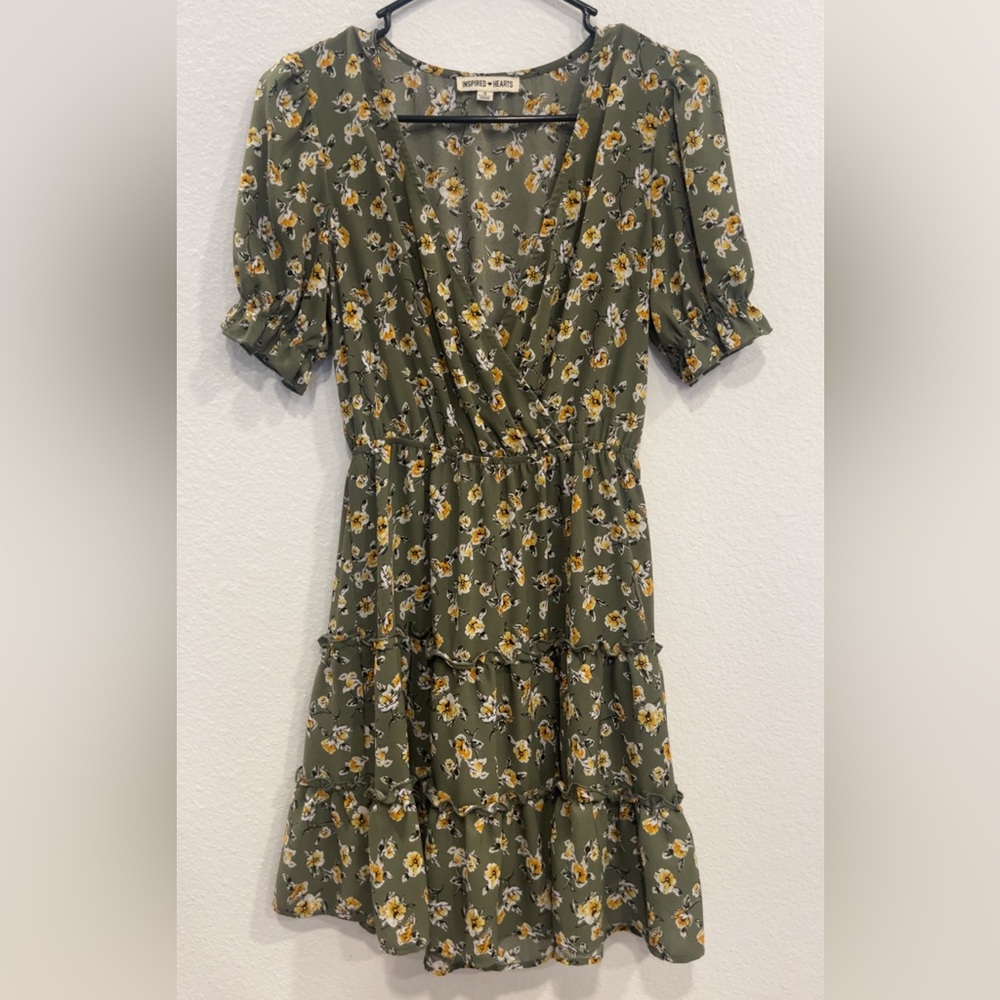 Inspired Hearts Olive Floral Mini Dress